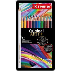 STABILO Original - Kleurpotlood - Voor Haar Fijne Lijnen - Met Elastische Kern - Metalen Etui Met 12 Kleuren