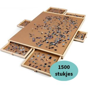 Novix® Puzzeltafel met Opbergsysteem - 6 lades - 1500 stukjes - 90x67cm - Puzzelbord - Puzzelplaat - Portapuzzle - Puzzelplank- puzzel-puzzle