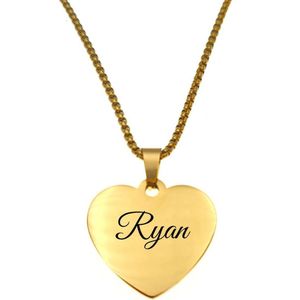 Ketting - Hart - Met Naam - Ryan - Goud