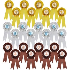 Juvale Award Linten (24-Pack) - Deelname Decoraties, Rozet Linten - 1e, 2e en 3e plaats Herkenning Linten voor Spelling Bijen, Science Fairs, Talent Shows - Goud, Zilver, Brons