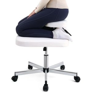 Ergonomic Height Adjustable Leather Knee Stool for Office or Home - Computer Workers Yoga Meditation Lovers - White verschoningsmatje met luieretui
