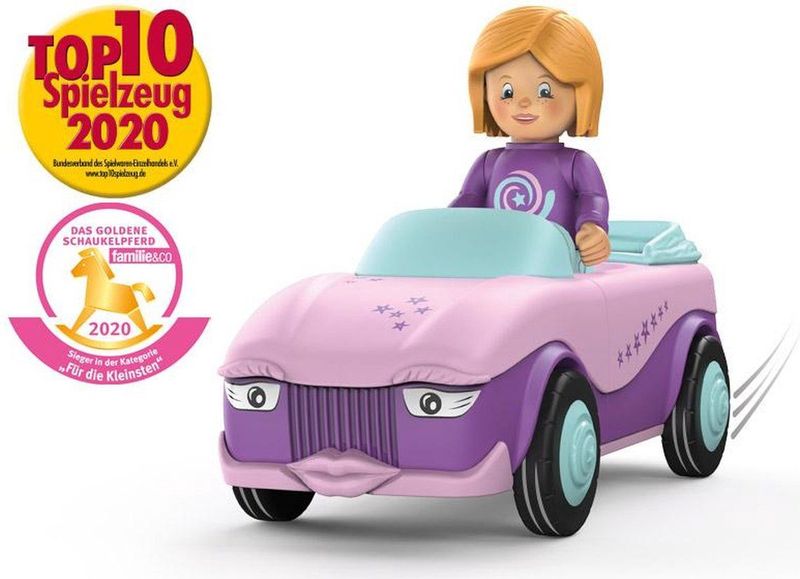 Siku Betty Blinky 2-delig voertuig combineerbaar inclusief beweegbaar speelgoedfiguur hoogwaardige vliegwielmotor roze/paars vanaf 18 maanden