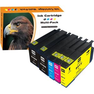MediaHolland® Huismerk Cartridges 950XL en 951XL Geschikt voor HP Set van 5 stuks. 2 x ZWART, 1 x CYAAN, 1 x MAGENTA en 1 x GEEL