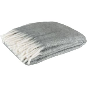 J-Line Plaid alpha - polyester - grijs & wit - 190 x 136 cm - woonaccessoires