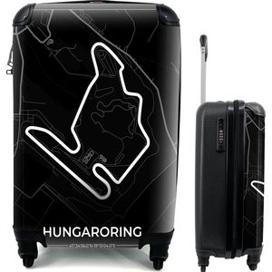 MuchoWow® Koffer - F1 - Hongarije - Auto - Racebaan - Hungaroring - Zwart - Past binnen 55x40x20 cm en 55x35x25 cm - Handbagage - Trolley - Cabin Size - Print