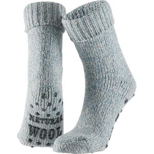 Apollo | Wollen sokken dames | Huisokken dames | Licht Blauw | Maat 39/42 | Huissok met anti slip | Fluffy sokken | Slofsokken | Warme sokken | Winter sokken