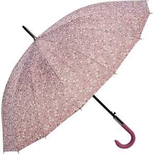 Clayre & Eef Paraplu Volwassenen 90 cm Roze Synthetisch Bloemen Regenscherm