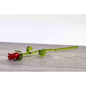 Loranto - Rode Roos - Mondgeblazen Glas - Roos - Bloem - Glazen roos - Glazen bloemen - Bloem glas - Cadeau - Cadeau voor vrouw