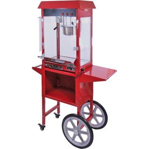 KuKoo Popcorn Machine & Kar/Onderstel - Retro look - Grote 235ml pan - Hittelamp - afmetingen: 56cm (b) x 75cm (h) x 42cm (d) - Bruiloft - evenementen - braderie