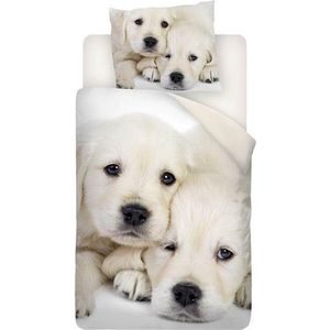 Snoozing Puppy Love Dekbedovertrek - Eenpersoons - 140x200/220 cm + 1 kussensloop 60x70 cm - Multi kleur