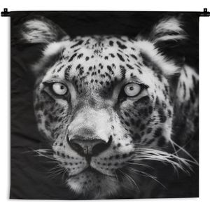 Wandkleed Dierenprofielen in Zwart-Wit - Dierenprofiel Perzische panter in zwart-wit Wandkleed katoen 90x90 cm - Wandtapijt met foto