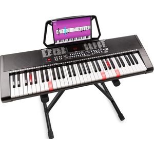 Keyboard piano - MAX KB5 keyboard voor beginners incl. keyboard standaard - Lichtgevende toetsen - 3 trainingsfuncties - Keyboard voor kinderen en volwassenen