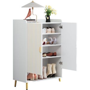 Merax Schoenenkast Wit – Halmeubel met Deuren & Open Schap – 75 cm