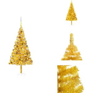 vidaXL Kunstkerstboom - Glanzend Goud - 240 cm - Met LED-verlichting - USB-aansluiting - Decoratieve kerstboom