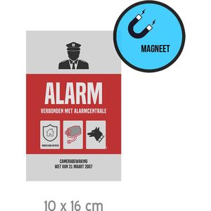 Pictogram/ magneet (compact) | ""Alarm - Verbonden met alarmcentrale"" | 10 x 16 cm | Magnetisch | Camera bewaking | Alarmsysteem | 1 stuk