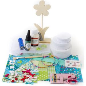 Cadeau tiener decopatch decoupage resin uv-hars creatief knutselbox hangertjes poes dolfijn glitter pigment houten bloem epoxy hars volwassen knutselmaterialen opberg box origineel unieke kadootje materialen direct aan de slag cadeau verpakking