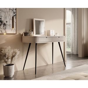 Meubella - Kaptafel Zakari - Beige - 2 Lades - Metalen Poten Zwart