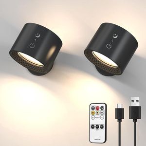 Wandlamp Oplaadbaar - led wandlamp voor binnen - wandlampen magneetbal 360 graden draaibaar - 3 helderheidsniveaus oplaadbare batterij - touch bediening woonkamer slaapkamer trappenhuis Wandlamp Oplaadbaar