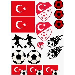 Raamsticker WK voetbal XL Turkije - Versiering rood / wit - Turkije - WK voetbal - Raamdecoratie voetbal - rood wit - voetbalsupporter - raamsticker Turkije - voetbal zomer - stickers