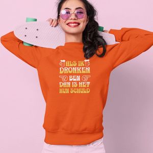 Koningsdag Trui Als Ik Dronken Ben - MAAT XXL - Uniseks Fit - Oranje Feestkleding