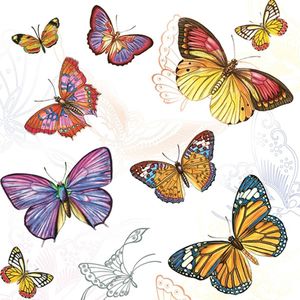 1 Pakje papieren lunch servetten - Butterfly Wallpaper - Vlinders