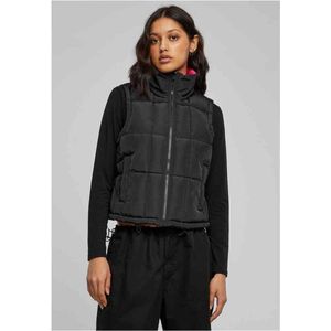 Urban Classics - Reversible Cropped Puffer Mouwloos jacket - XS - Zwart