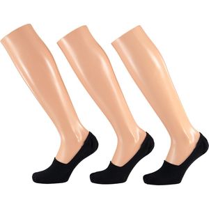 Apollo - Footies unisex - Zwart - 3-Pak -Maat 31/35 - Footies dames - Footies meisjes - Kousenvoetjes - Multipack sokken