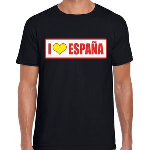 I love Espana / Spanje landen t-shirt met bordje in de kleuren van de Spaanse vlag - zwart - heren -  Spanje landen shirt / kleding - EK / WK / Olympische spelen outfit L