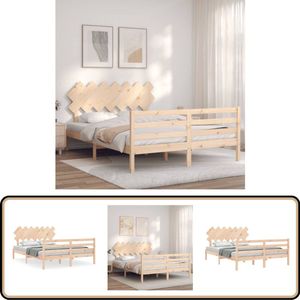 vidaXL Bedframe met hoofdbord massief hout 140x190 cm