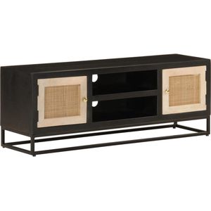 vidaXL-Tv-meubel-110x30x40-cm-massief-mangohout-en-ijzer-zwart