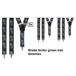 3x Bretel Tiroler groen met edelweissbloem - Oktoberfest |Tirol |Apres ski |festival| themafeest |bretels| bierfeest