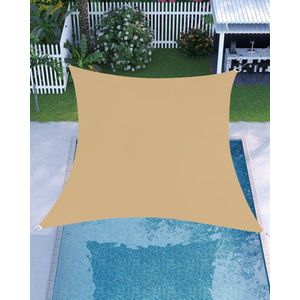 Zonnezeil 2 x 3 m, waterdicht tot minstens 1000 mm waterkolom, 93% UV-bescherming, zonwering van scheurvast polyester, weerbestendig, tuin, balkon, terras, camping, zand GSH23EY