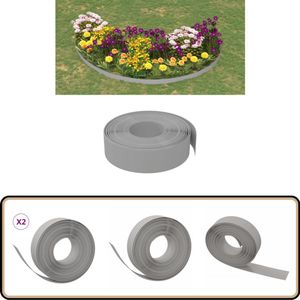 vidaXL Tuinranden 2 st 10m grijs polyethyleen Tuinrand - Perkrand - Gazonrand - Grasrand - Border