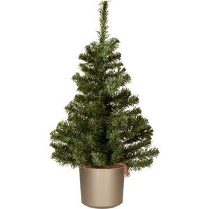 Mini kerstboom groen - in titanium grijze kunststof pot - 60 cm - kunstboom