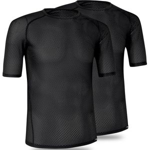 GripGrab - Ultralight Mesh 2PACK Korte Mouw Base Layer Zomer Fiets Ondershirt Polygiene Zweethemd - Zwart - Heren - Maat S