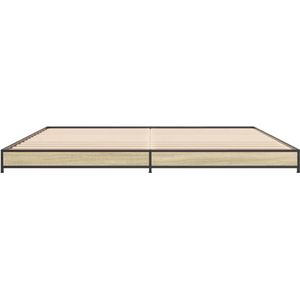 vidaXL - Bedframe - bewerkt - hout - metaal - sonoma - eikenkleurig - 180x200 - cm