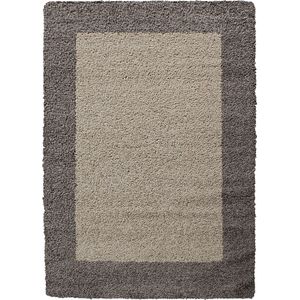 Pochon - Tapijt Life - Taupe - 110x60x3 - Vloerkleed - Rand - Hoogpolige Vloerkleed - Rechthoekige Tapijt - Rechthoekige Vloerkleed