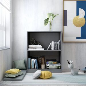 The Living Store Boekenkast - 60 x 24 x 74.5 cm - Hoogglans grijs - Bewerkt hout
