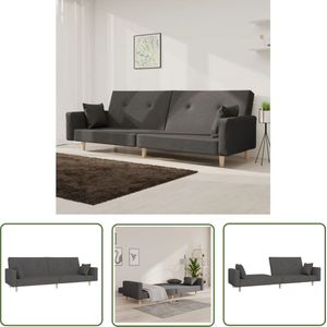 The Living Store Slaapbank 2-zits met 2 kussens stof donkergrijs - Slaapbank - 2 Persoons Bed - Donker Grijs - Lounge Meubilair - Sofa Bed