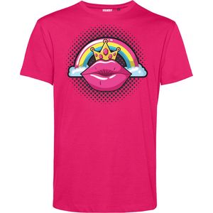 T-shirt Female PopArt Lips | Gay pride shirt kleding | Regenboog kleuren | LGBTQ | Roze | maat XL