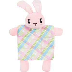 Zolux puppyspeelgoed konijn plush plaid crinklestof roze (17,5X3X20 CM)