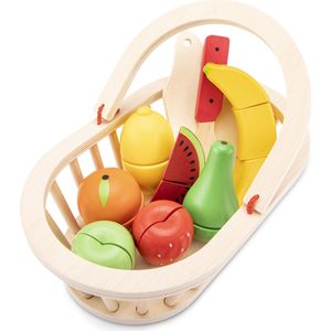 New Classic Toys Speelgoedeten en -drinken - Houten Speelgoed Fruitmand - Inclusief 7 fruitsoorten