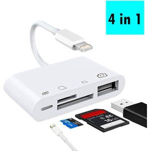 De Beste Gadgets Cardreader 4 in 1 - Lightning naar SD Kaartlezer geschikt voor iPhone en iPad - Camera Connection kit