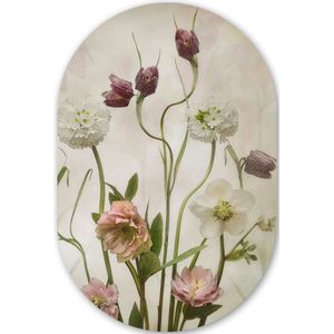 Bloemen - Lente - Tuin - Stilleven Kunststof plaat (3mm dik) - Ovale spiegel vorm op kunststof