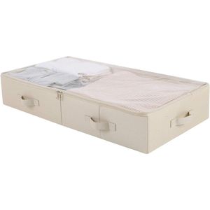 Ruime zichtbare opbergbakken met deksel voor onder het bed - schoenen dekens lakens - eenvoudig te monteren - beige - 85 x 43 x 15 cm sheet organizer