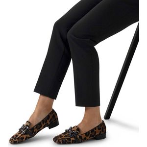 Manfield - Dames - Suède leopard loafers met chain - Maat 39