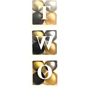 3 doorzichtige letter ballon blokken Two wit inclusief 24 ballonnen zwart, goud en zilver - 2 - two - twee - verjaardag - ballonboxen