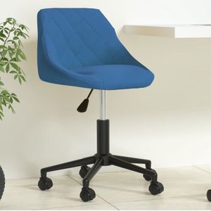 vidaXL Kantoorstoel - Draaibaar - Fluweel - Blauw Eetkamerstoel - Eetkamerstoelen - Keukenstoelen - Keukenstoel