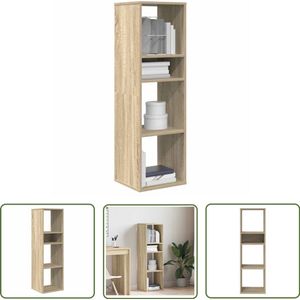 The Living Store Boekenkast 34x31x112 cm bewerkt hout sonoma eikenkleurig - Boekenkast - Houten Boekenkast - Boekenrek - Wandkast - Opslagoplossing