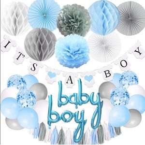 Versier Pakket It's a Boy babyshower versiering blauw | Baby Shower decoratie geboorte jongen | blauwe ballonnen
